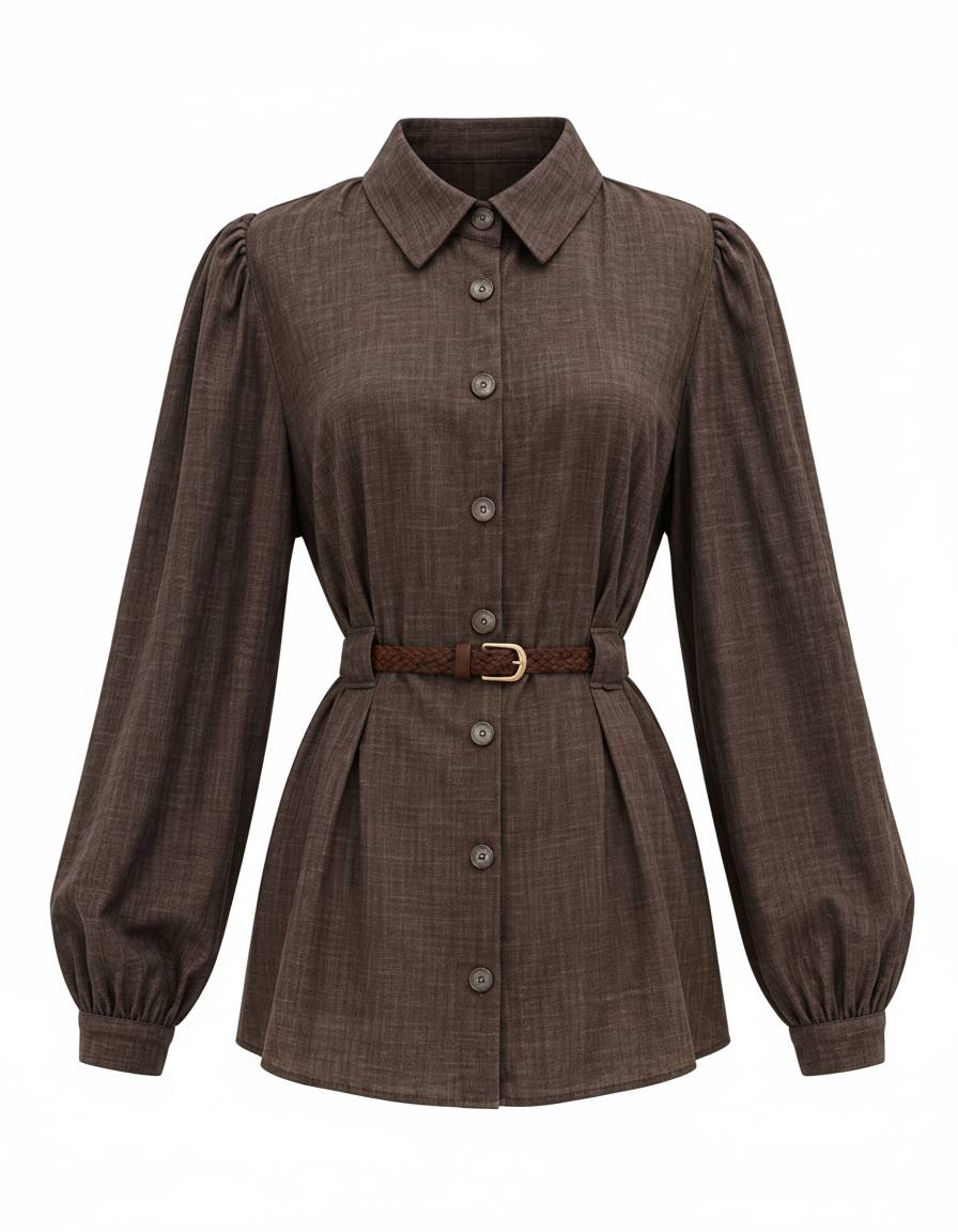 Faten Cotton Blouse – Button-Front Collared  Elora