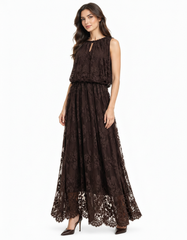 Raneen Floral Maxi Evening Dress – Pull-On Sleeveless  Elora