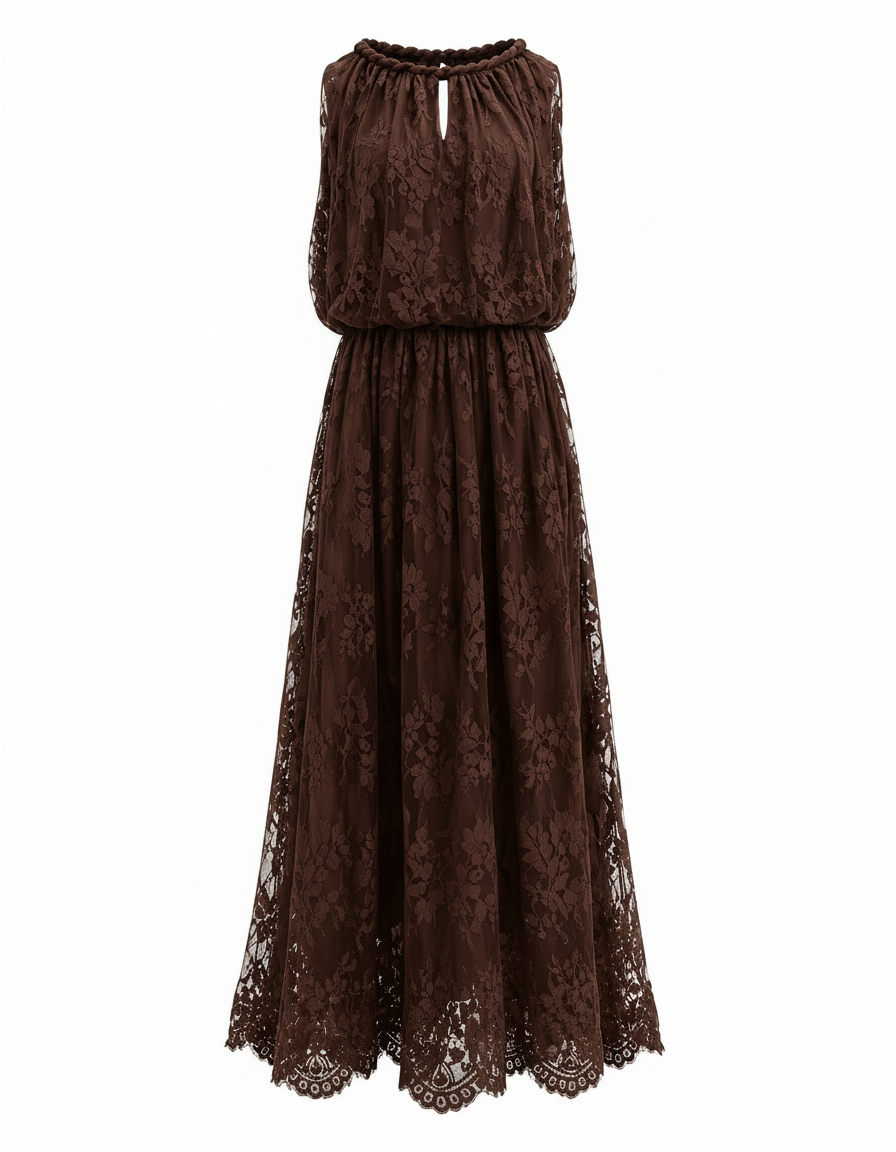 Raneen Floral Maxi Evening Dress – Pull-On Sleeveless  Elora