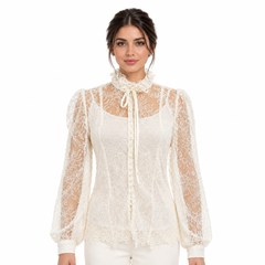 Tahani Floral Blouse – Button-Front Long Sleeve  Elora