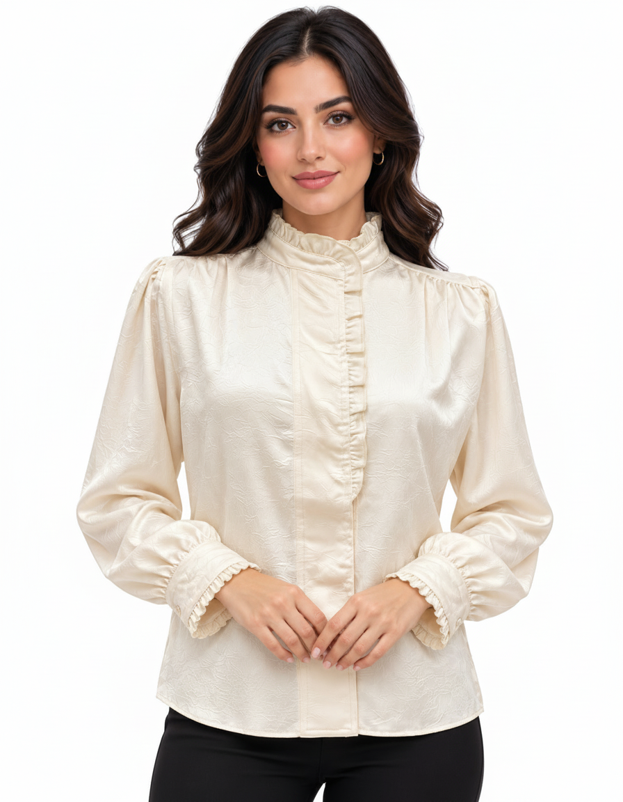 Intisar Everyday Blouse – Button-Front Long Sleeve  Elora