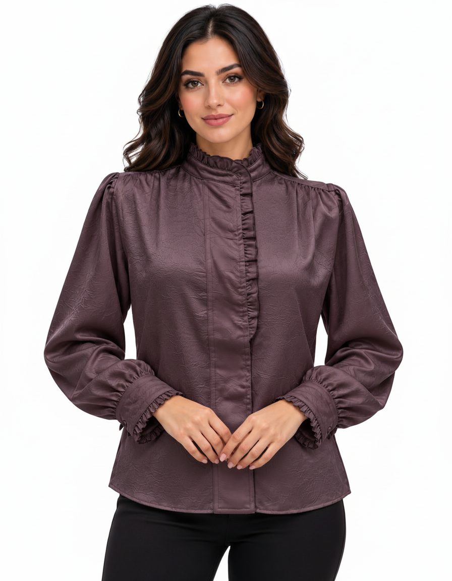 Intisar Everyday Blouse – Button-Front Long Sleeve  Elora