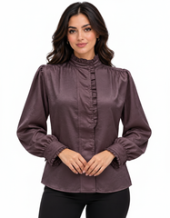 Intisar Everyday Blouse – Button-Front Long Sleeve  Elora
