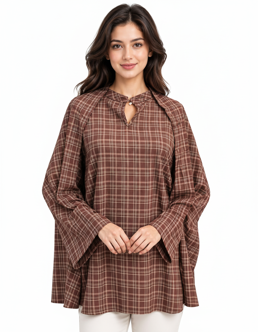 Ola Plaid Blouse – Pull-On Long Sleeve  Elora