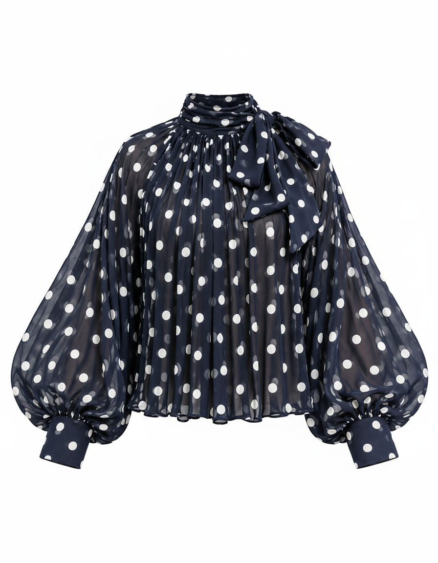Rowaida Polka Dot Blouse – Relaxed Fit Long Sleeve  Elora