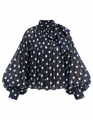 Rowaida Polka Dot Blouse – Relaxed Fit Long Sleeve  Elora