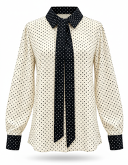 Ayesha Polka Dot Blouse – Button-Front Collared  Elora