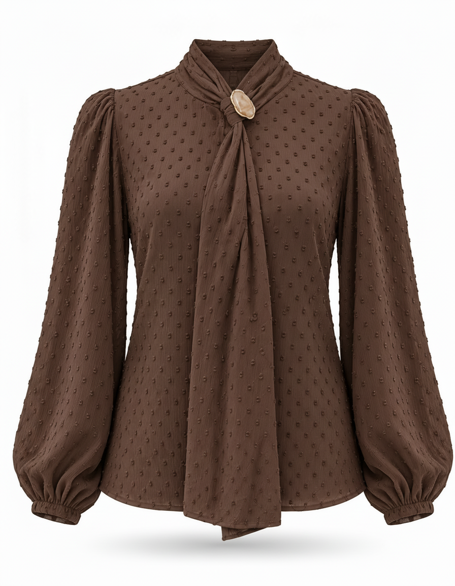 Azhar Elegant Blouse – Button-Front Long Sleeve  Elora