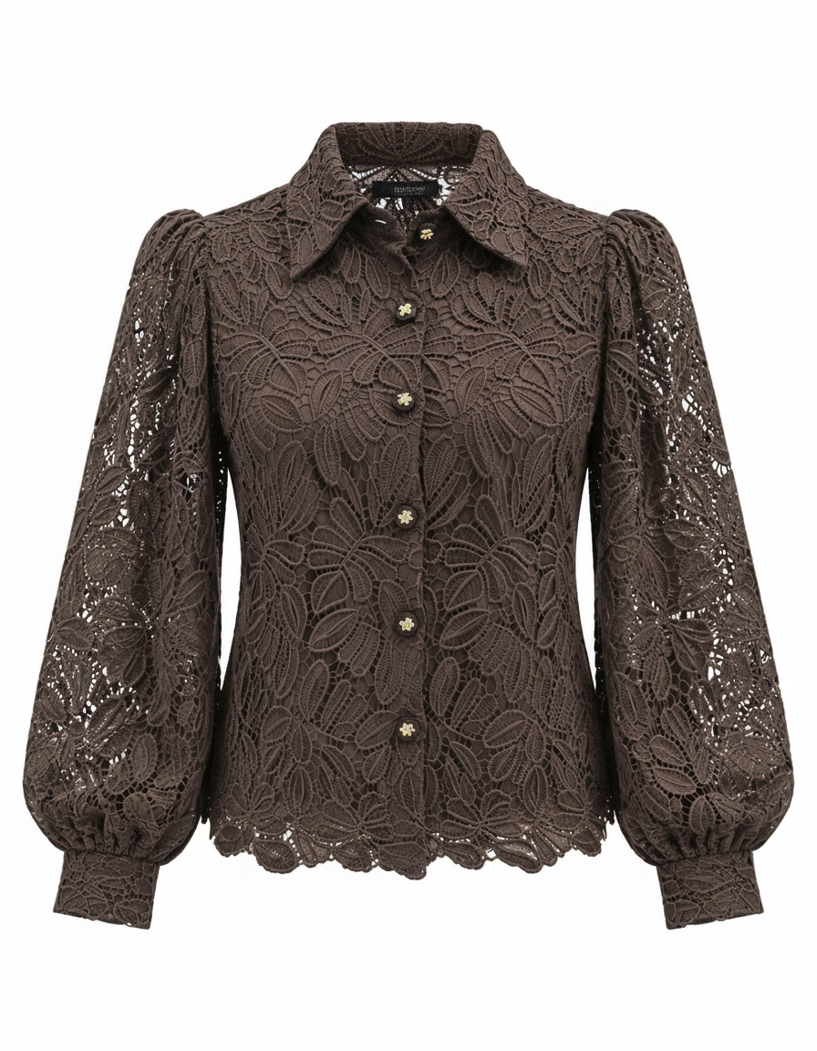 Baraa Floral Blouse – Button-Front Collared  Elora