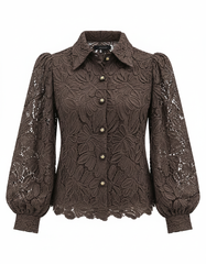 Baraa Floral Blouse – Button-Front Collared  Elora