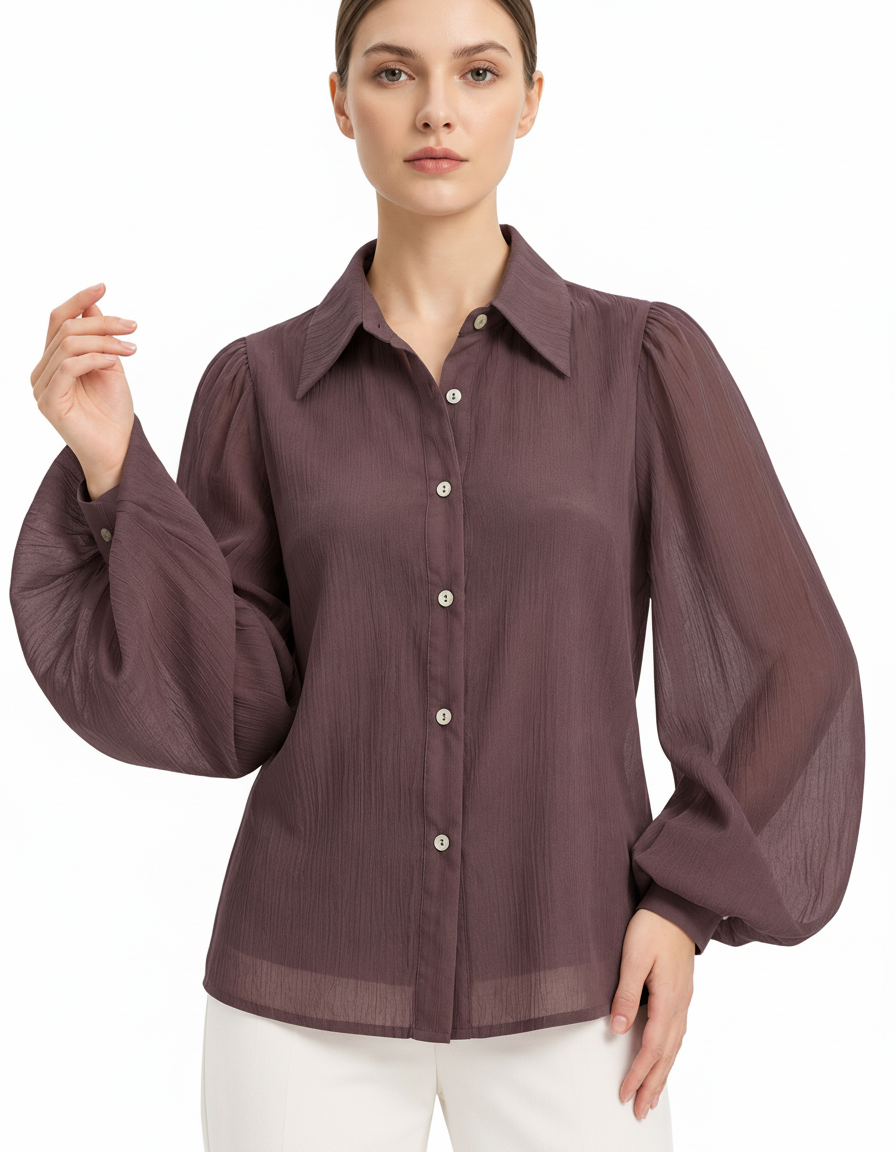 Daniah Everyday Blouse – Button-Front Collared  Elora