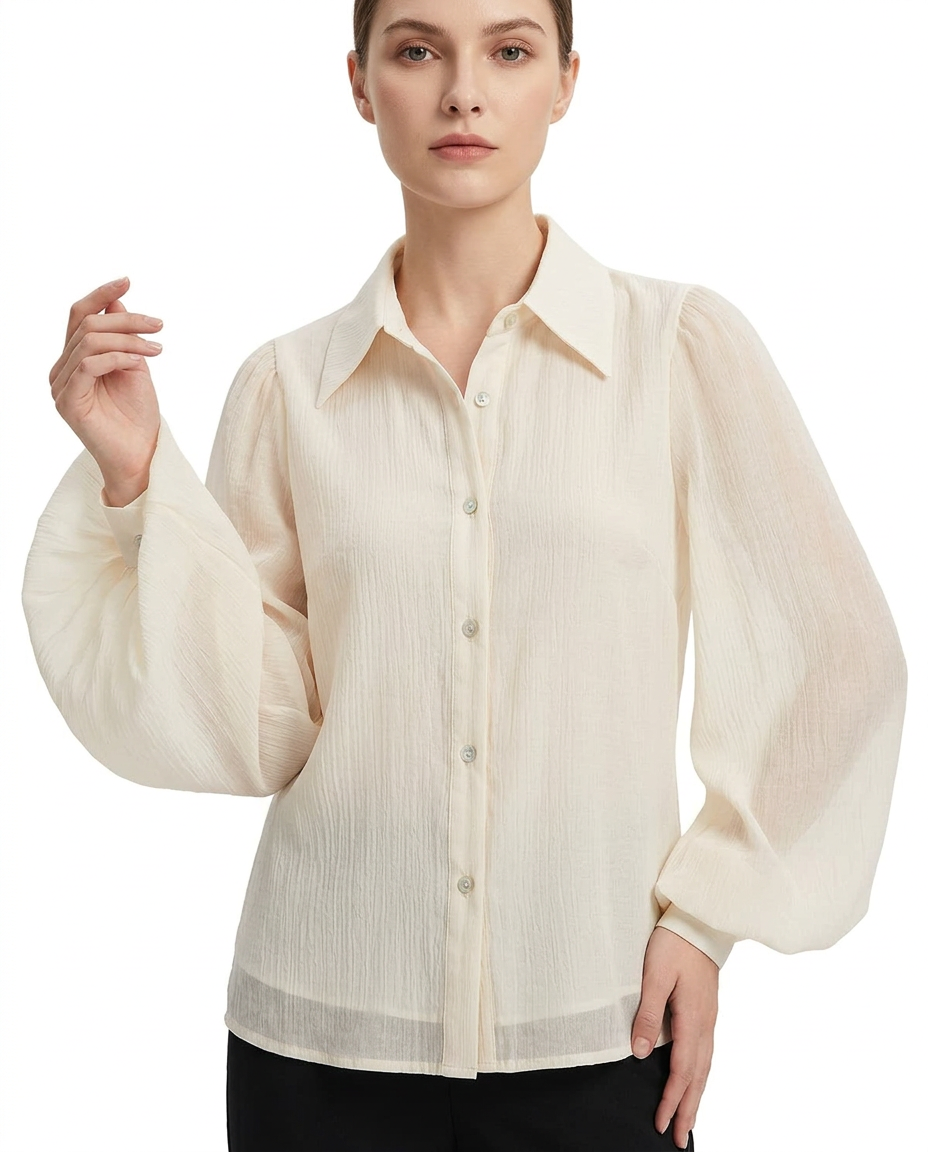 Daniah Everyday Blouse – Button-Front Collared  Elora