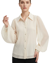 Daniah Everyday Blouse – Button-Front Collared  Elora