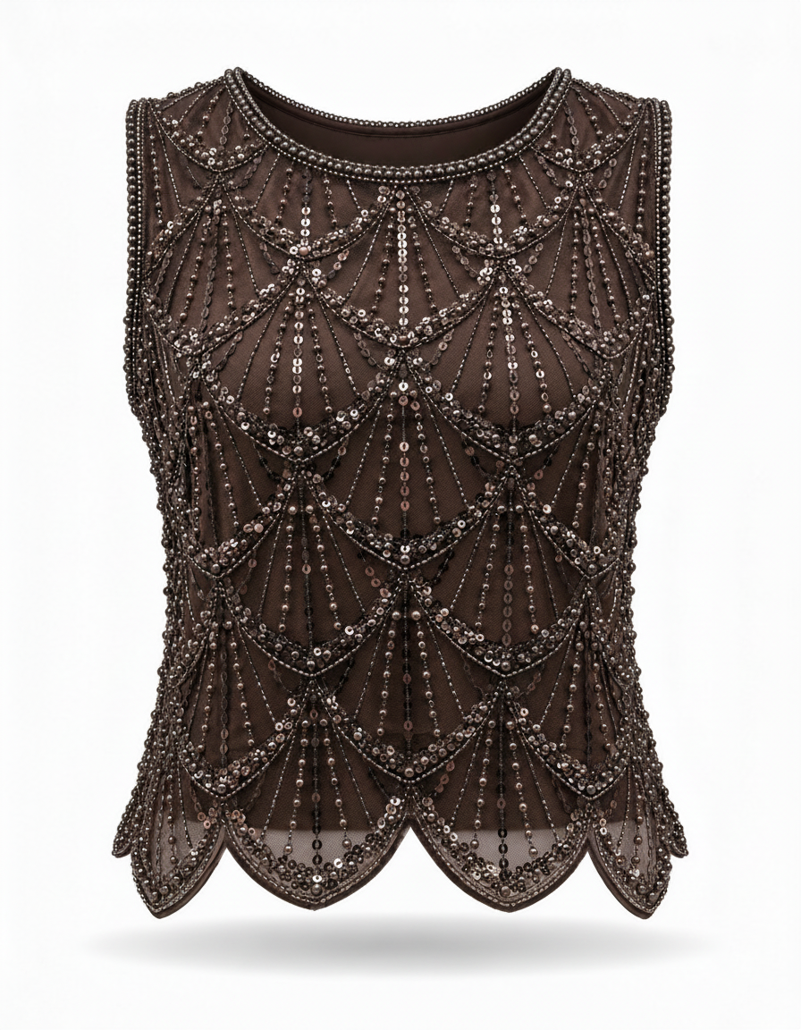 Hessah Geometric Cropped Blouse – Pull-On Sleeveless  Elora