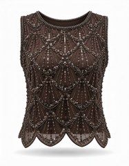 Hessah Geometric Cropped Blouse – Pull-On Sleeveless  Elora