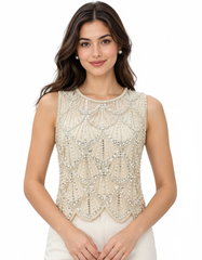 Hessah Geometric Cropped Blouse – Pull-On Sleeveless  Elora