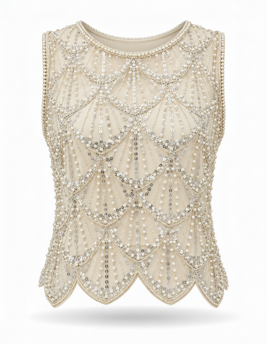 Hessah Geometric Cropped Blouse – Pull-On Sleeveless  Elora