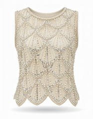 Hessah Geometric Cropped Blouse – Pull-On Sleeveless  Elora
