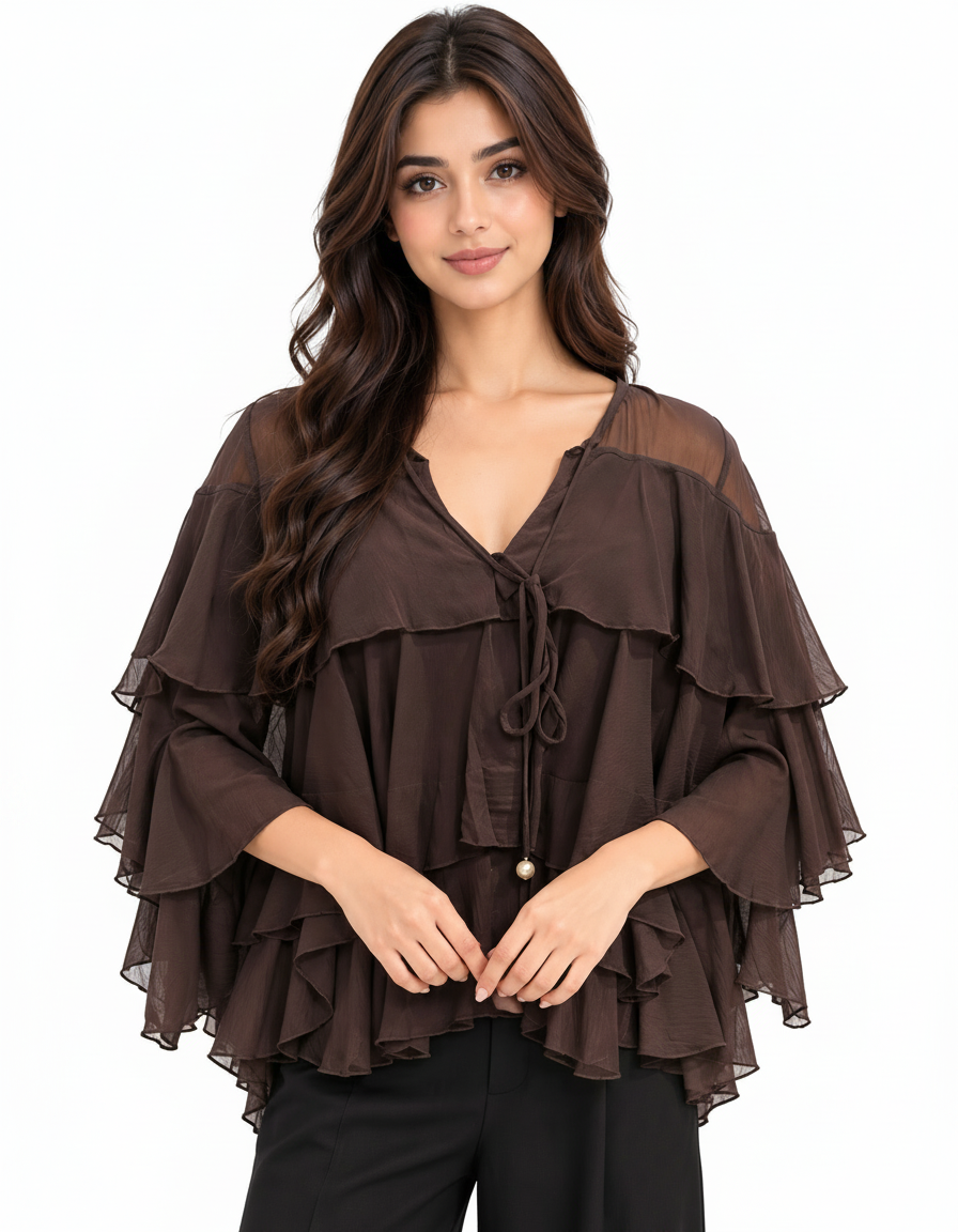 Iklil Everyday Blouse – Belted V-Neck  Elora