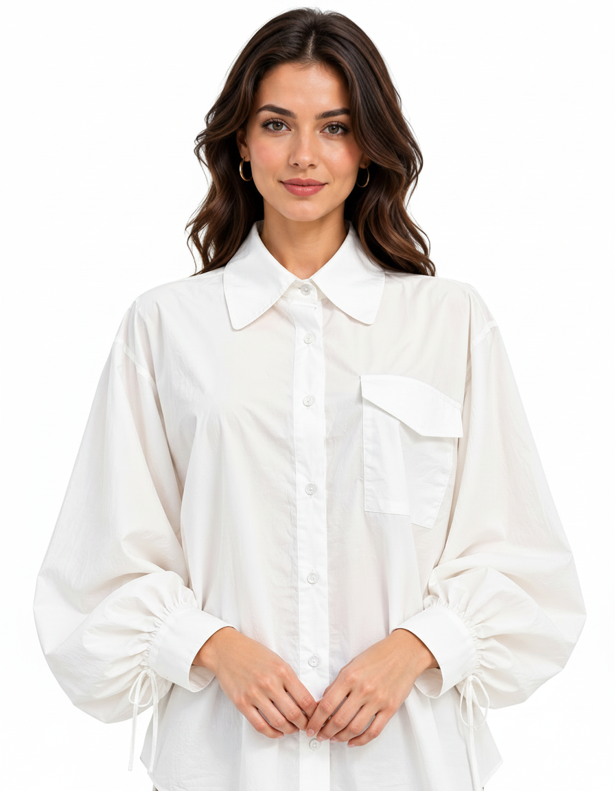 Hamida Cotton Shirt – Button-Front Collared  Elora