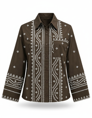 Hanaa Abstract Shirt – Button-Front Collared  Elora