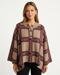 Sadaf Plaid Poncho – Pull-On 3/4 Sleeve  Elora