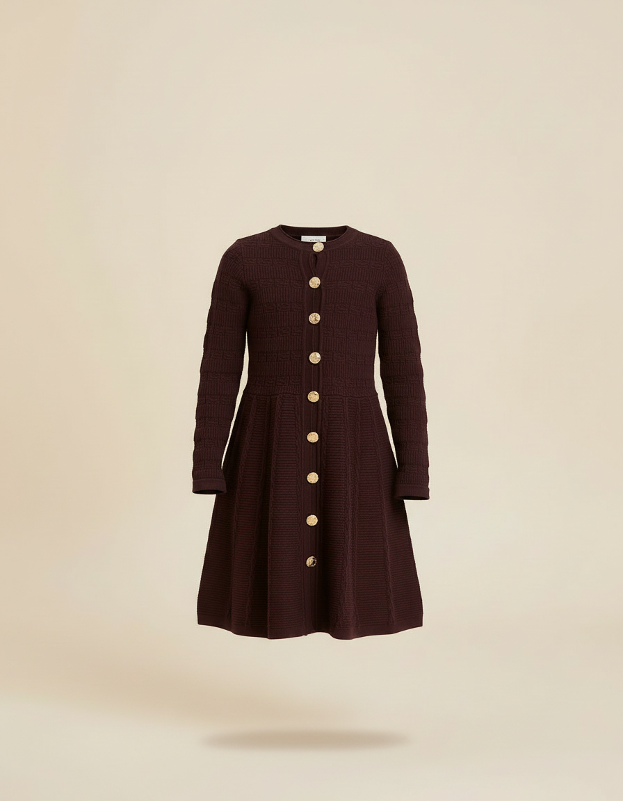 Asia Knitted Midi Dress – Button-Front  Miss Grant