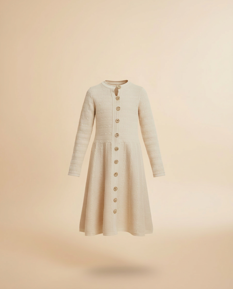 Asia Knitted Midi Dress – Button-Front  Miss Grant