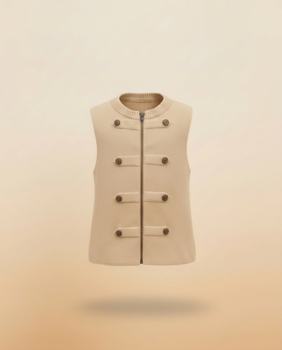 Allegra Ribbed Gilet – Button-Front  Miss Grant