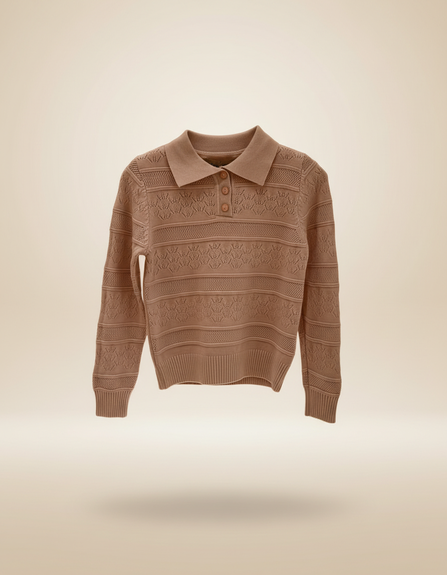 Giulia Knitwear – Button-Front Polo Neck  Miss Grant
