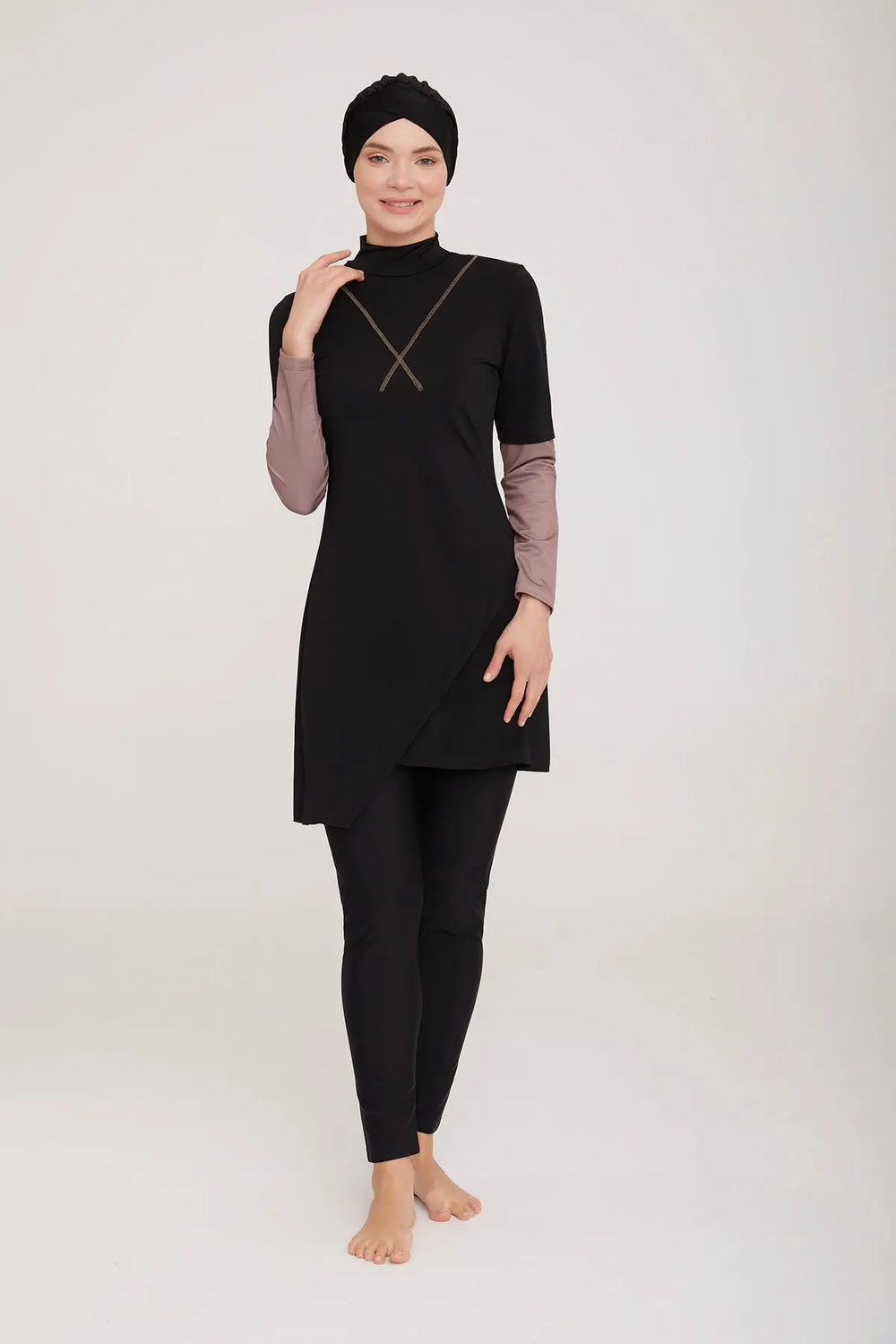 Adasea Burkini Lycra Swimsuit-4414 Voile Fashion