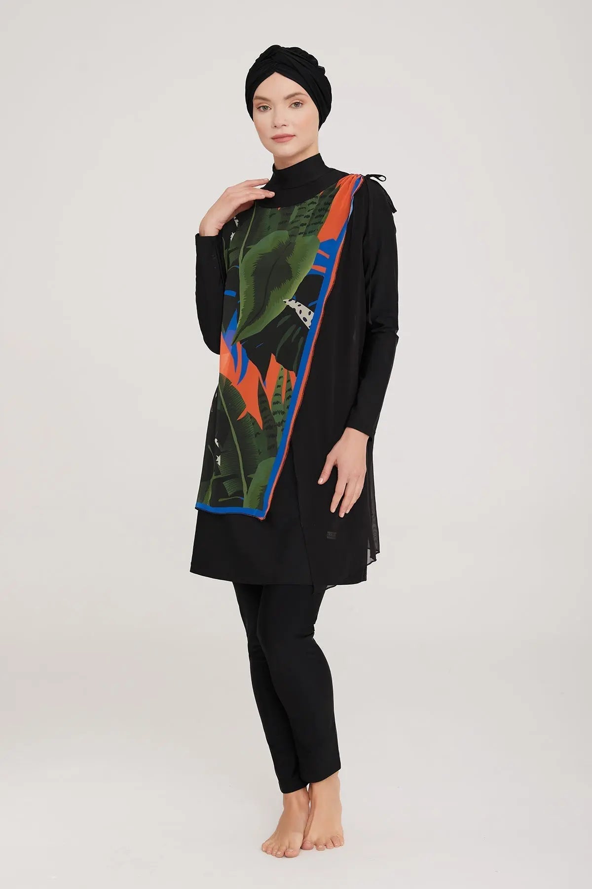 Adasea Burkini Lycra Swimsuit-4471 Voile Fashion