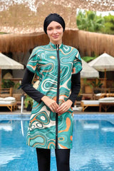 Adasea Burkini  Swimsuit-1324 Voile Fashion