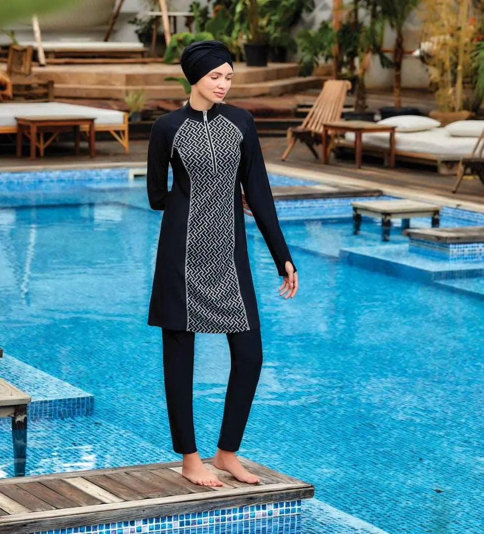 Adasea Burkini  Swimsuit-4420 Voile Fashion