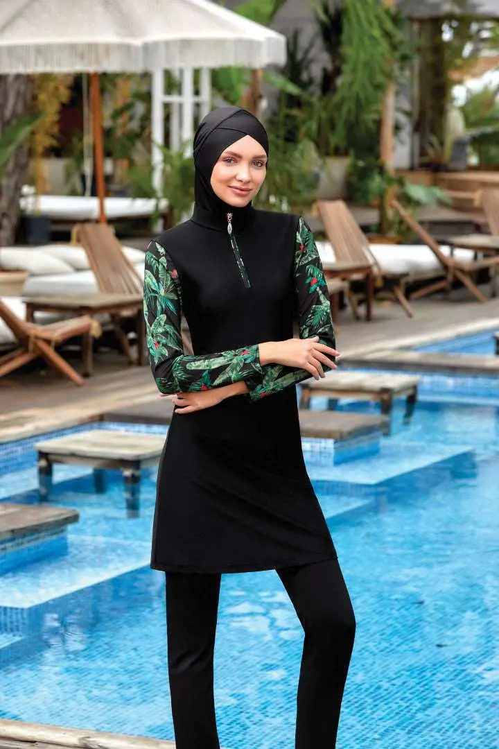 Adasea Burkini  Swimsuit-4425 Voile Fashion