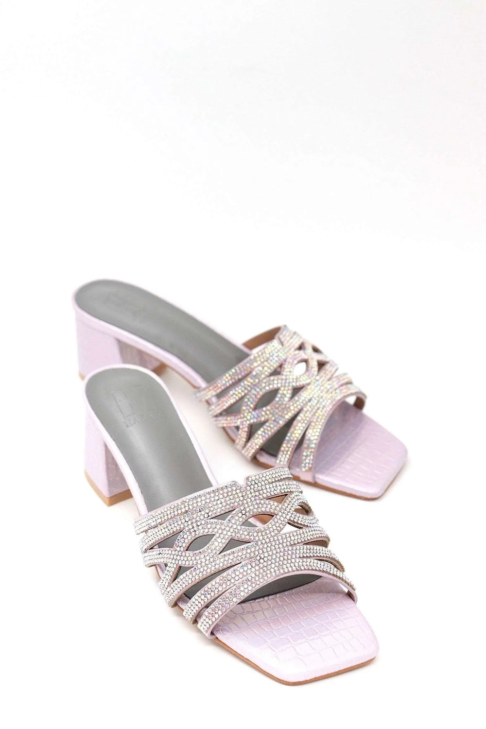 Block Heel Mule Voile Fashion