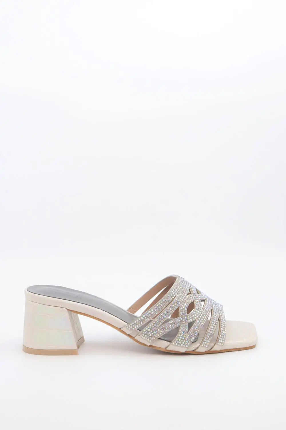 Block Heel Mule Voile Fashion