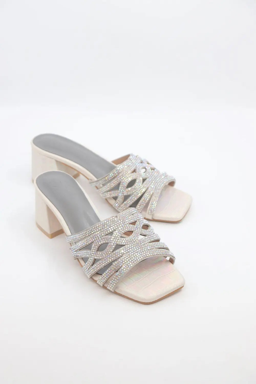 Block Heel Mule Voile Fashion