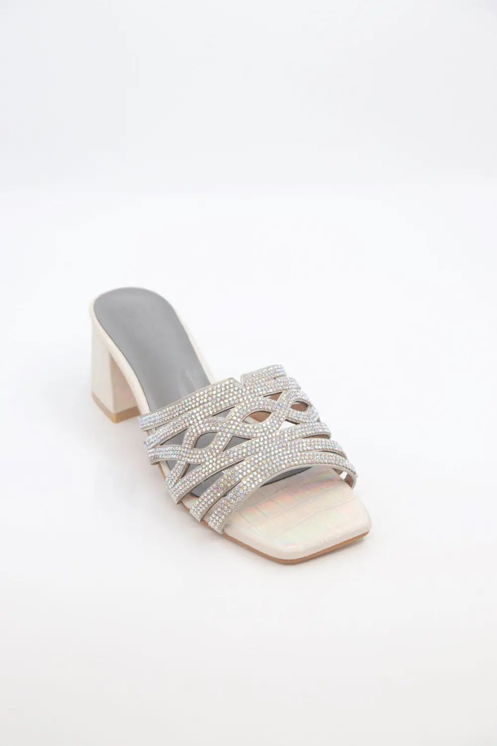 Block Heel Mule Voile Fashion