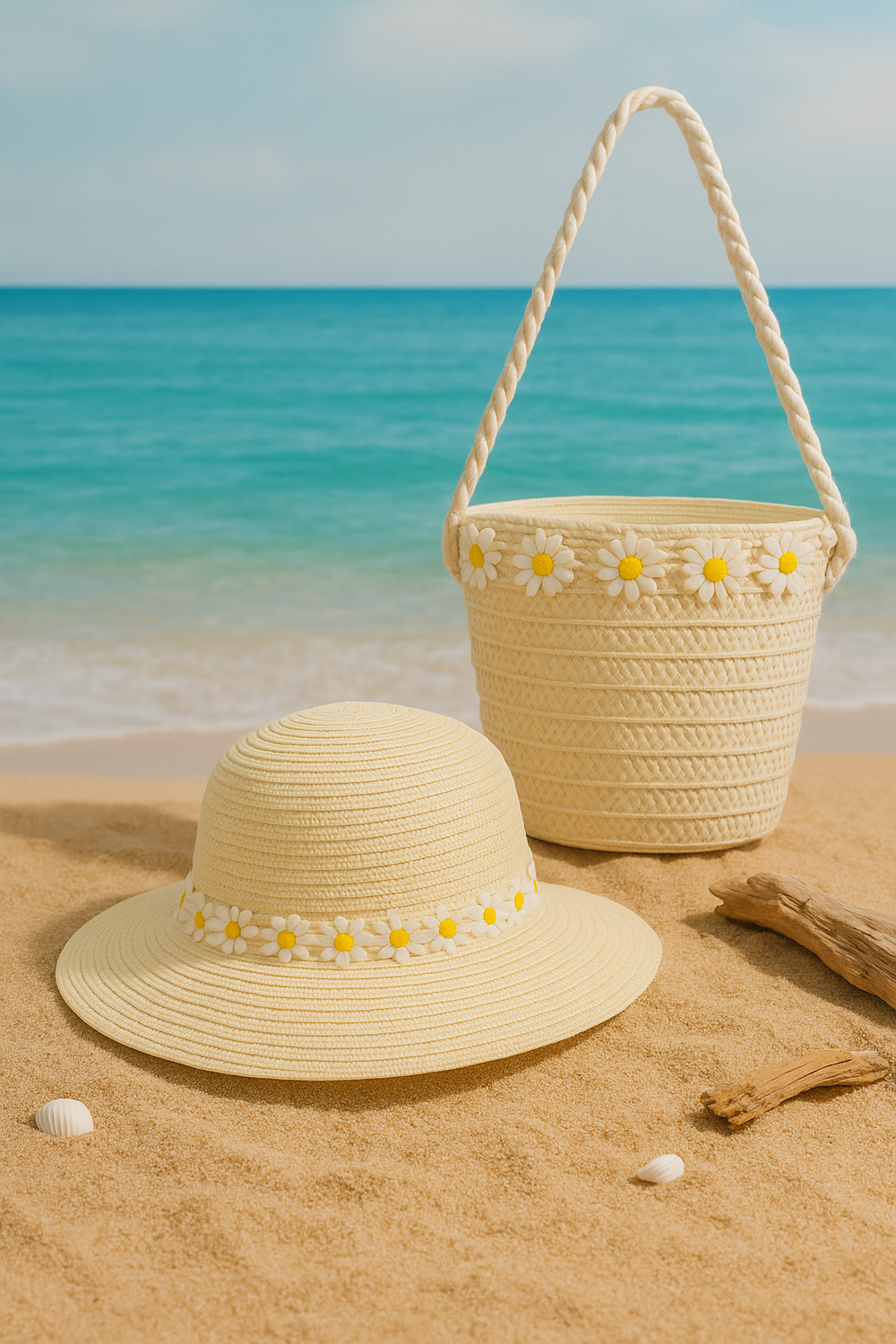 Beach kids Hat With Bag  Voile