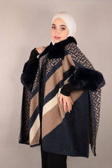 Soft Fur Open Poncho Voile Fashion