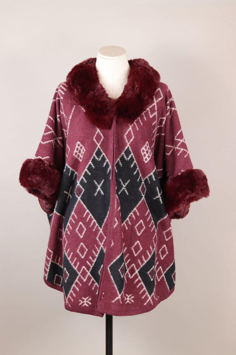 Soft Fur Open Poncho Voile Fashion